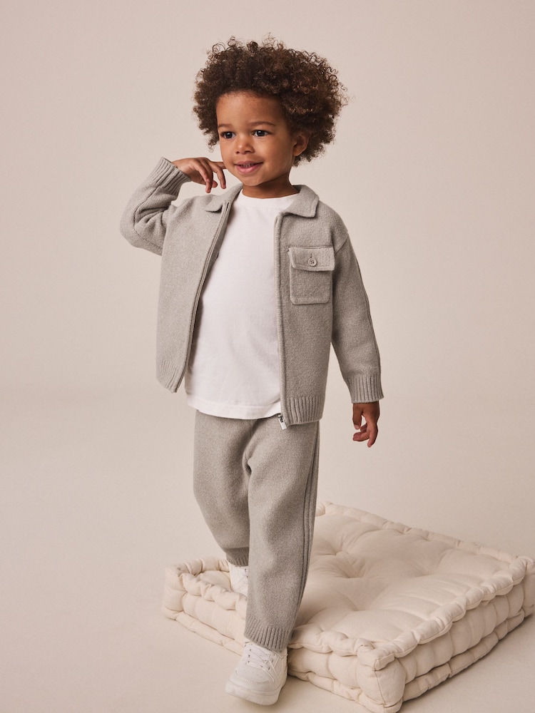 Neutral Knitted Zip Through Cardigan and Jogger Set (3mths-7yrs) - Image 2 of 9 Neutral Knitted Zip Through Cardigan and Jogger Set (3mths-7yrs) - Image 2 of 9