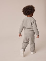 Neutral Knitted Zip Through Cardigan and Jogger Set (3mths-7yrs) - Image 3 of 9