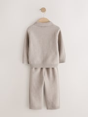 Neutral Knitted Zip Through Cardigan and Jogger Set (3mths-7yrs) - Image 6 of 9