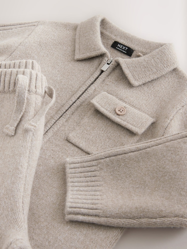 Neutral Knitted Zip Through Cardigan and Jogger Set (3mths-7yrs) - Image 9 of 9 Neutral Knitted Zip Through Cardigan and Jogger Set (3mths-7yrs) - Image 9 of 9
