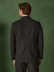 Charcoal Grey Double Breasted Relaxed Fit Check Suit Jacket with Wool - Image 3 of 7