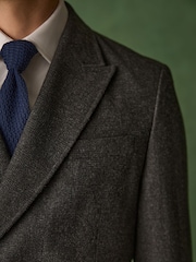 Charcoal Grey Double Breasted Relaxed Fit Check Suit Jacket with Wool - Image 5 of 7
