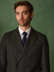 Charcoal Grey Double Breasted Relaxed Fit Check Suit Jacket with Wool - Image 6 of 7