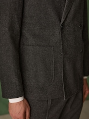 Charcoal Grey Double Breasted Relaxed Fit Check Suit Jacket with Wool - Image 7 of 7