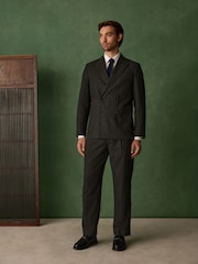 Charcoal Grey Relaxed Fit Check Suit Trousers With Wool - Image 2 of 5