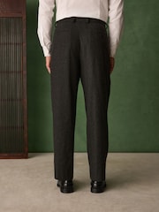 Charcoal Grey Relaxed Fit Check Suit Trousers With Wool - Image 3 of 5