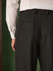 Charcoal Grey Relaxed Fit Check Suit Trousers With Wool - Image 4 of 5