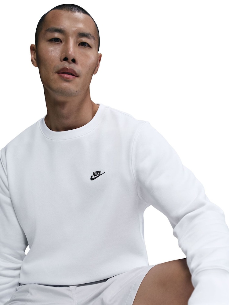 Nike White Club Crew Neck Sweatshirt - Image 5 of 5
