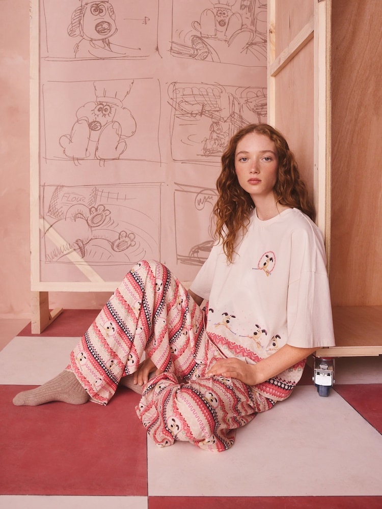 Cath Kidston Pink Wallace and Gromit Pyjamas Set - Image 1 of 5