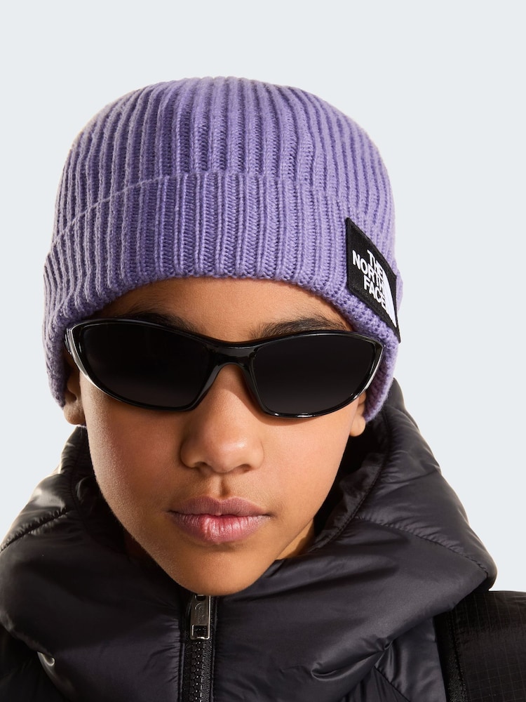 The North Face Purple Kids Cabin Ski Tuke Pom Beanie - Image 2 of 3 The North Face Purple Kids Cabin Ski Tuke Pom Beanie - Image 2 of 3