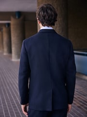 Navy N. Premium Double Breasted Tailored Fit Nova Fides Italian Wool Blend Herringbone Suit Jacket - Image 3 of 8