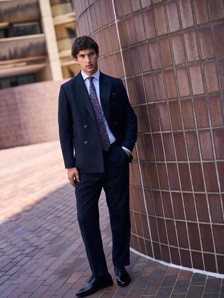 Navy N. Premium Double Breasted Tailored Fit Nova Fides Italian Wool Blend Herringbone Suit Jacket - Image 8 of 8 Navy N. Premium Double Breasted Tailored Fit Nova Fides Italian Wool Blend Herringbone Suit Jacket - Image 8 of 8