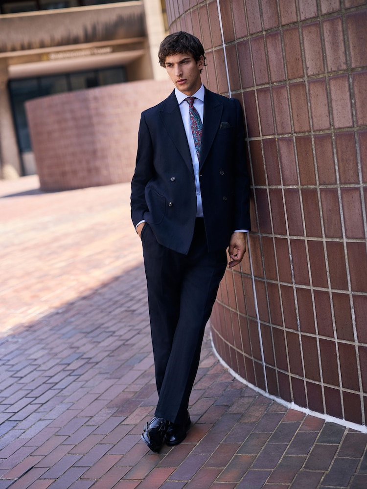 Navy N. Premium Tailored Fit Nova Fides Italian Wool Blend Herringbone Suit Trousers - Image 1 of 4 Navy N. Premium Tailored Fit Nova Fides Italian Wool Blend Herringbone Suit Trousers - Image 1 of 4