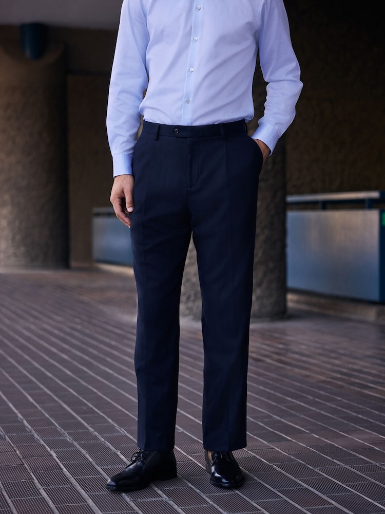 Navy N. Premium Tailored Fit Nova Fides Italian Wool Blend Herringbone Suit Trousers - Image 2 of 4 Navy N. Premium Tailored Fit Nova Fides Italian Wool Blend Herringbone Suit Trousers - Image 2 of 4