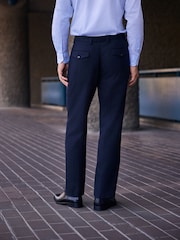 Navy N. Premium Tailored Fit Nova Fides Italian Wool Blend Herringbone Suit Trousers - Image 3 of 4