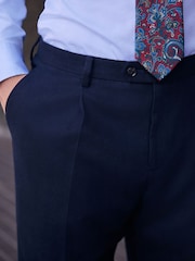 Navy N. Premium Tailored Fit Nova Fides Italian Wool Blend Herringbone Suit Trousers - Image 4 of 4