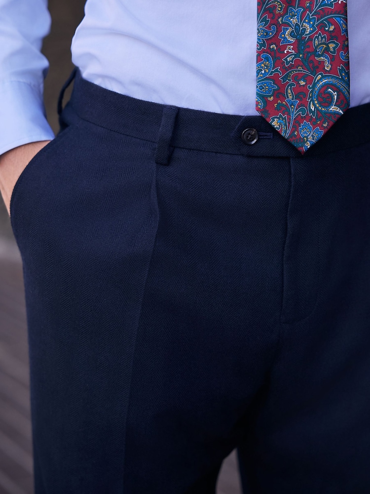 Navy N. Premium Tailored Fit Nova Fides Italian Wool Blend Herringbone Suit Trousers - Image 4 of 4 Navy N. Premium Tailored Fit Nova Fides Italian Wool Blend Herringbone Suit Trousers - Image 4 of 4