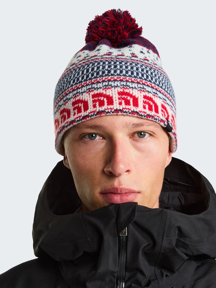 The North Face White Cabin Ski Tuke Pom Beanie - Image 1 of 1