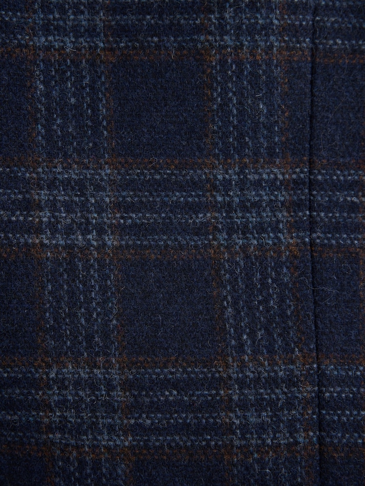 Bright Blue Slim Fit Nova Fides Italian Wool Rich Check Trimmed Suit Jacket - Image 12 of 12