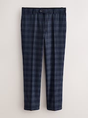 Bright Blue Slim Fit Nova Fides Italian Wool Rich Check Trimmed Suit Trousers - Image 5 of 9