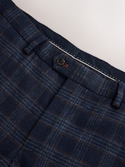 Bright Blue Slim Fit Nova Fides Italian Wool Rich Check Trimmed Suit Trousers - Image 7 of 9