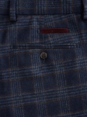Bright Blue Slim Fit Nova Fides Italian Wool Rich Check Trimmed Suit Trousers - Image 8 of 9