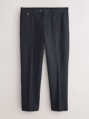 Charcoal Grey Tailored Fit Stripe Trimmed Suit Trousers With Wool - Image 1 of 5