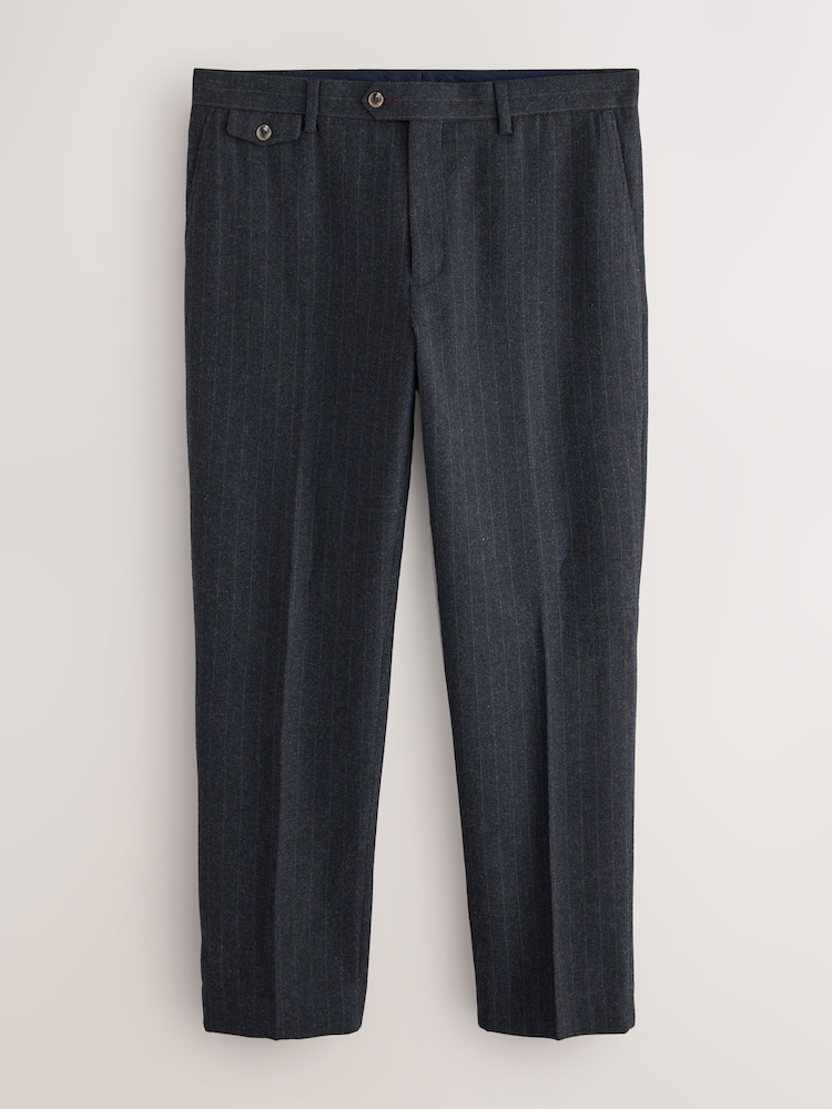 Charcoal Grey Tailored Fit Stripe Trimmed Suit Trousers With Wool - Image 1 of 5 Charcoal Grey Tailored Fit Stripe Trimmed Suit Trousers With Wool - Image 1 of 5