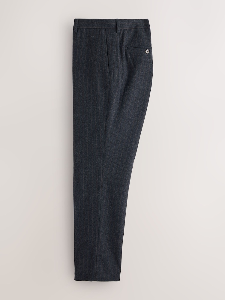 Charcoal Grey Tailored Fit Stripe Trimmed Suit Trousers With Wool - Image 2 of 5 Charcoal Grey Tailored Fit Stripe Trimmed Suit Trousers With Wool - Image 2 of 5