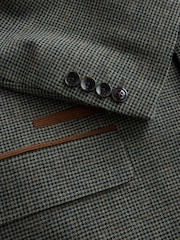 Green Regular Fit Nova Fides Italian Wool Blend Check Suit Jacket - Image 11 of 12