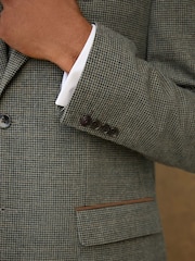 Green Regular Fit Nova Fides Italian Wool Blend Check Suit Jacket - Image 6 of 12