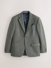 Green Regular Fit Nova Fides Italian Wool Blend Check Suit Jacket - Image 7 of 12