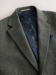 Green Regular Fit Nova Fides Italian Wool Blend Check Suit Jacket - Image 8 of 12