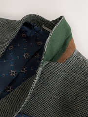 Green Regular Fit Nova Fides Italian Wool Blend Check Suit Jacket - Image 9 of 12