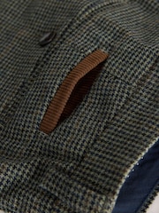 Green Regular Fit Nova Fides Italian Wool Blend Check Suit Trousers - Image 12 of 12