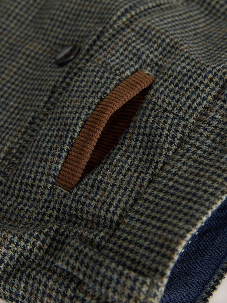 Green Regular Fit Nova Fides Italian Wool Blend Check Suit Trousers - Image 12 of 12