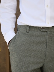 Green Regular Fit Nova Fides Italian Wool Blend Check Suit Trousers - Image 5 of 12