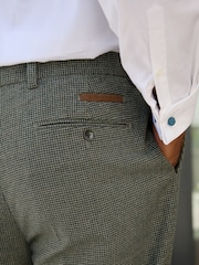 Green Regular Fit Nova Fides Italian Wool Blend Check Suit Trousers - Image 6 of 12