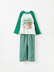 Cotton On Green Kids Matching Family Christmas Raglan Long Sleeve Pyjamas - Image 1 of 3