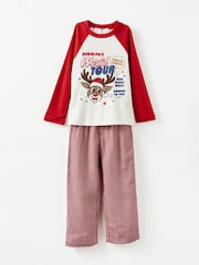 Cotton On Red Adult Matching Family Christmas Raglan Long Sleeve Pyjamas Set - Image 1 of 3