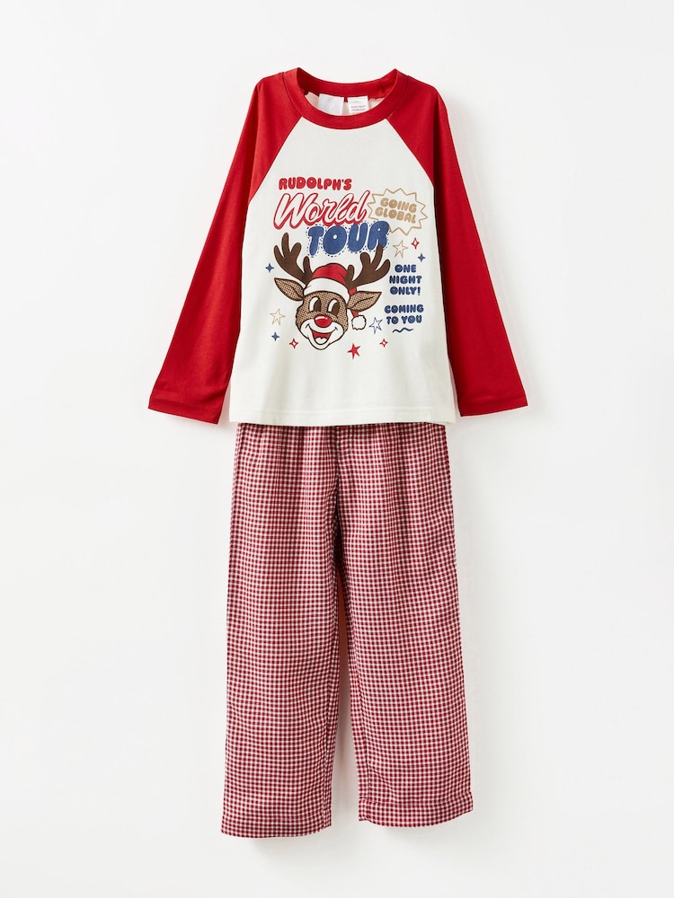 Cotton On Red Adult Matching Family Christmas Raglan Long Sleeve Pyjamas Set - Image 1 of 3 Cotton On Red Adult Matching Family Christmas Raglan Long Sleeve Pyjamas Set - Image 1 of 3