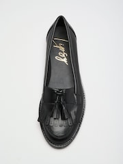 Noir - Mocassins plats et fins à franges Lipsy Vêtements de travail - Image 1 de 5
