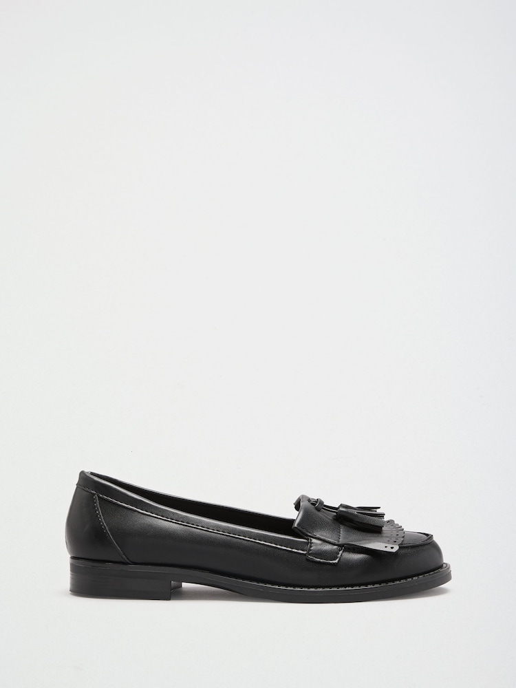 Noir - Mocassins plats et fins à franges Lipsy Vêtements de travail - Image 2 de 5