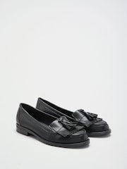 Noir - Mocassins plats et fins à franges Lipsy Vêtements de travail - Image 3 de 5