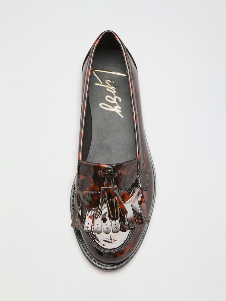 Marron écaille de tortue - Mocassins plats et fins à franges Lipsy Vêtements de travail - Image 1 de 5