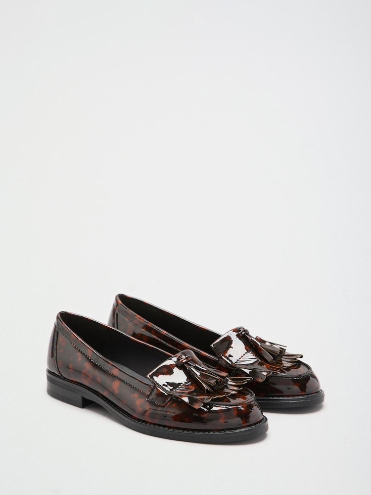 Marron écaille de tortue - Mocassins plats et fins à franges Lipsy Vêtements de travail - Image 2 de 5