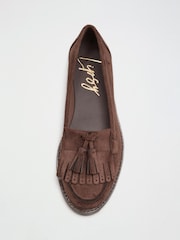 Marron chocolat - Mocassins plats et fins à franges Lipsy Vêtements de travail - Image 1 de 5