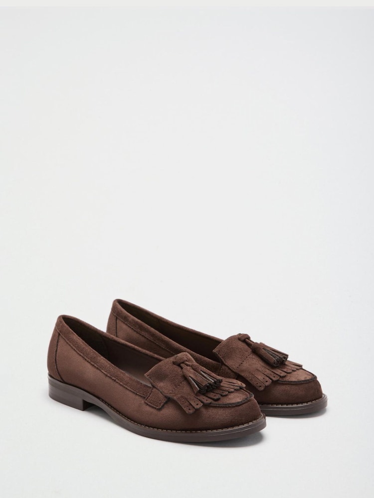 Marron chocolat - Mocassins plats et fins à franges Lipsy Vêtements de travail - Image 2 de 5