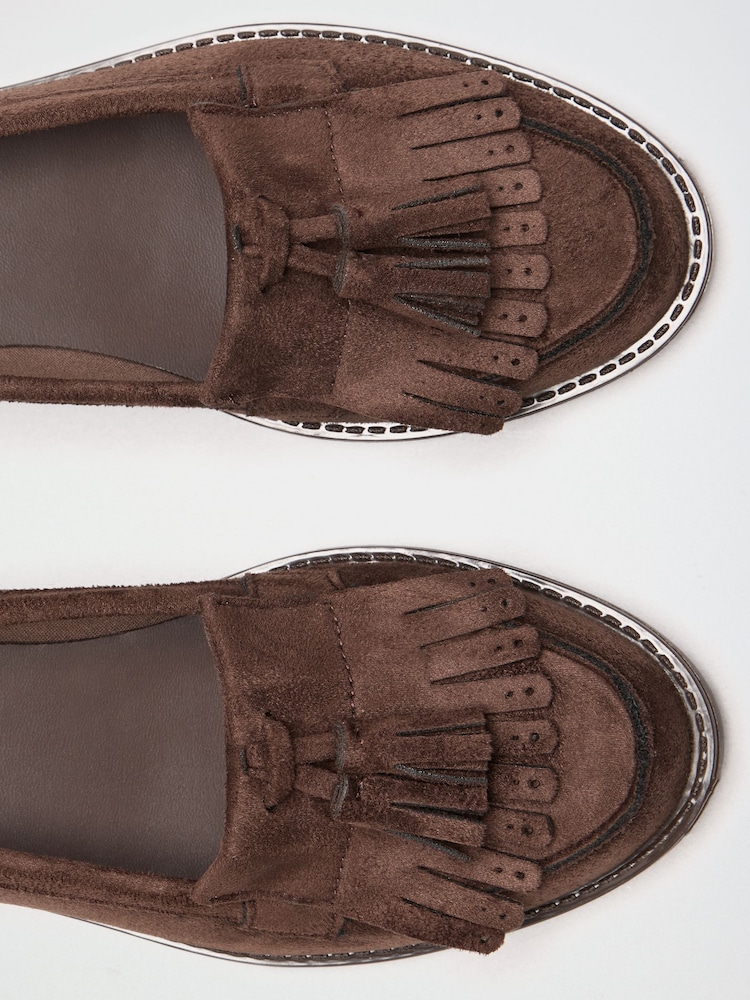 Marron chocolat - Mocassins plats et fins à franges Lipsy Vêtements de travail - Image 5 de 5