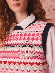 Cath Kidston Pink Wallace and Gromit Fairisle Knitted Vest - Image 3 of 4